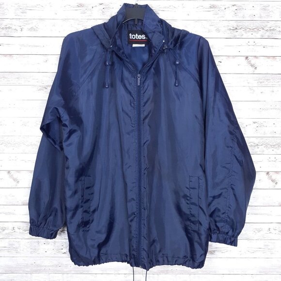 Totes Windbreaker L Jacket Blue Full Zip 189 - Picture 1 of 5